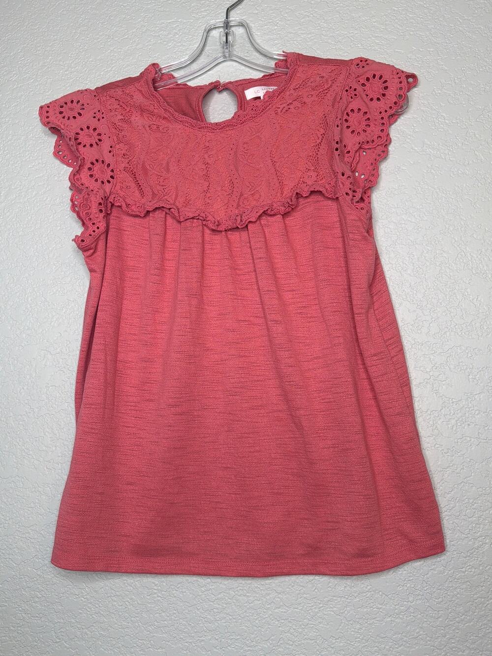 Lauren Conrad Dusty Pink Eyelet Flutter Sleeve Blouse Small